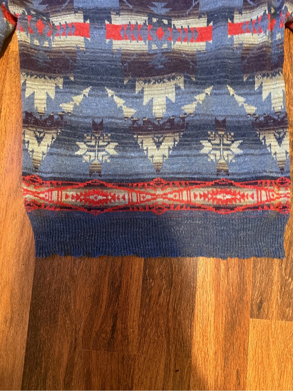 Vintage Ralph Lauren Blue Patterned Aztec-Print Women's Sweater - Picture 8 of 10